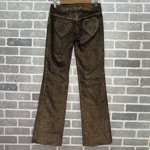 Escada Metallic Gold Corduroy Heart Pockets Vintage Y2K Pants Size 34 Size Small